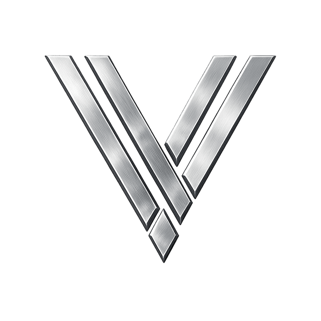VIGORA — logo em V, aço escovado